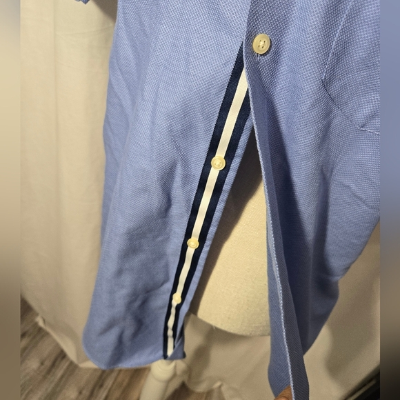 Banana Non-iron Tailored Slim Fit  Button Up Shirt Blue Sz Medium - Picture 5 of 10